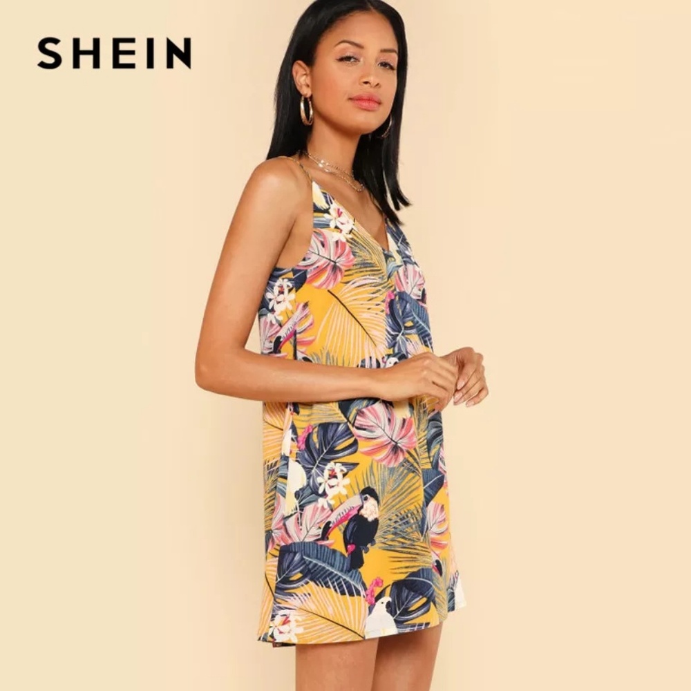 Just In!🆕Summer Tropical V-neck Spaghetti Dress - Picture 6 of 7